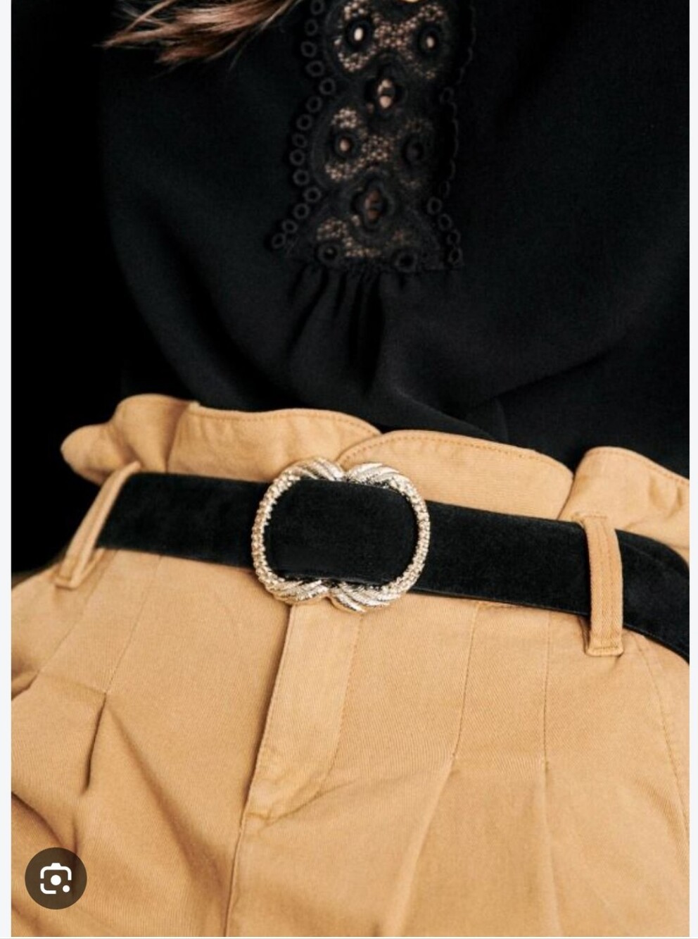 Sezane Artemis Belt In Black Suede
